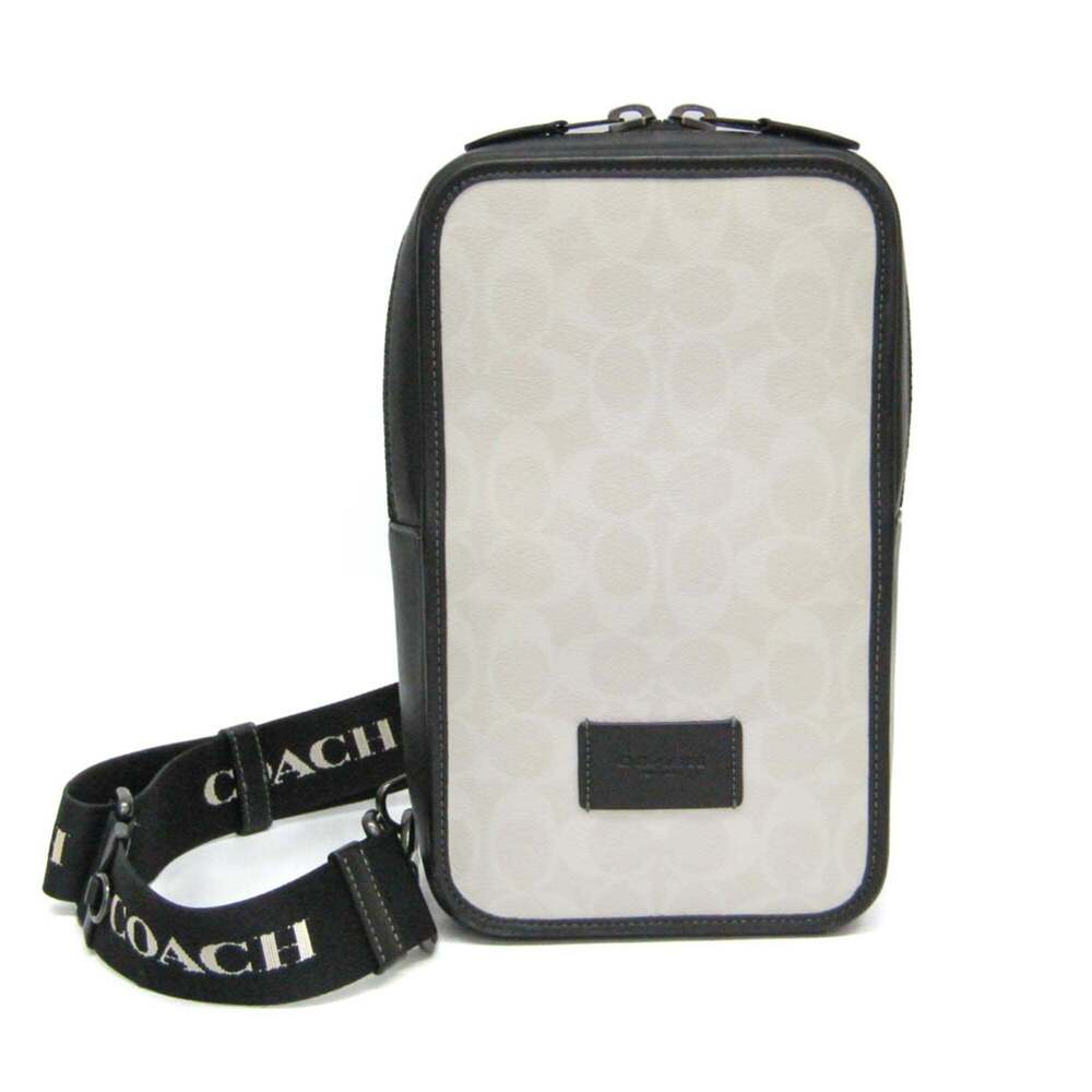Coach Signature Sullivan Pack CP079 Men's Coated Canvas,Leather Sling Bag Bla...